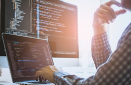 Bright light Developer programming and coding technology. Website design Safety of tahe social world Cyberspace concept.